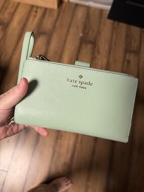 kate spade Mint Green Saffiano Wristlet Wallet